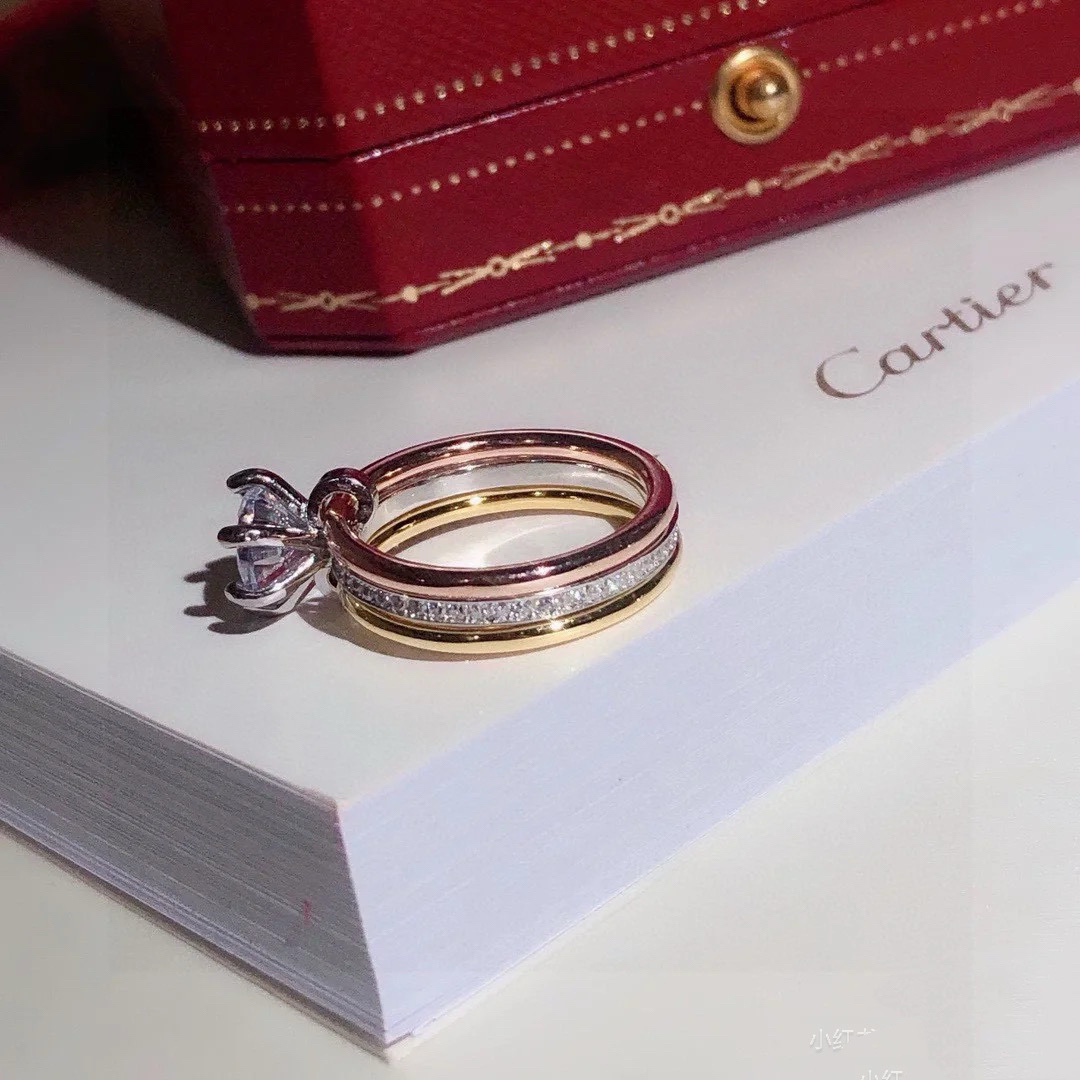 Cartier Three Layers Mixed Metal Color Diamond Ring - Original Replica Club