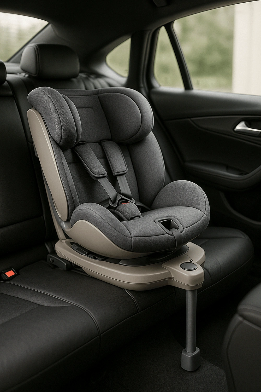 Silla de coche giratoria 360 grados con respaldo ajustable en 3 posiciones y reposacabezas ajustable en 6 alturas, hasta 22 kg, con protección lateral y arnés de 5 puntos, categoría Asientos de coche, color gris grafito, apta para 0 a 12 años