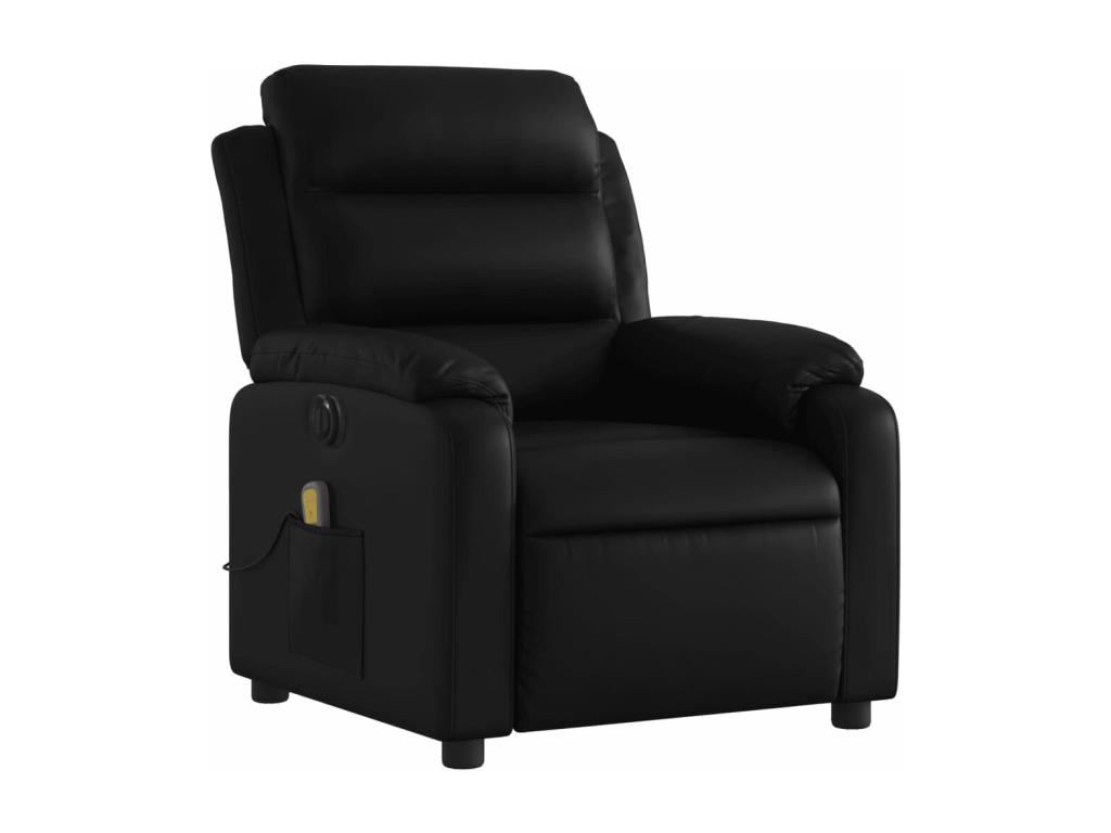 Sillón de masaje reclinable eléctrico cuero sintético negro