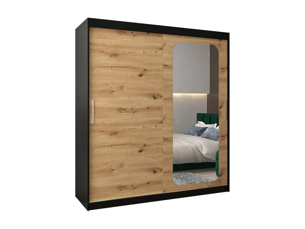 ARMARIO Boverdeco T2 DE PUERTAS CORREDERAS 200/180/62 2 puertas (negro/artisan)
