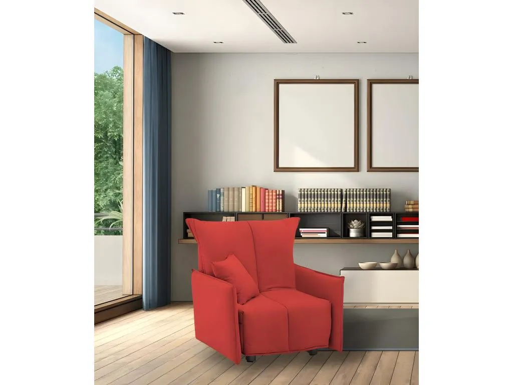 Sofa cama Sancaldeco Sofá individual Made in Italy Sillón de salón con apertura trolley en tela acolchada con reposabrazos estándar Cm NBWQ73889