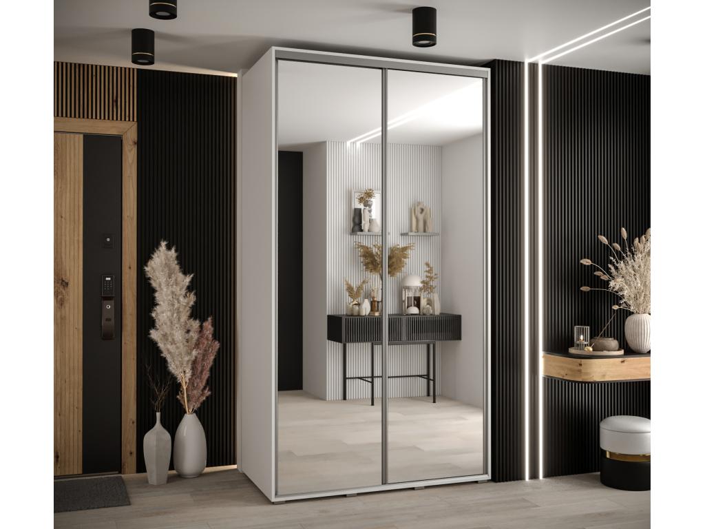 ARMARIO DAVOS 2 DE PUERTAS CORREDERAS 235,2/130/60 2 puertas (Blanco/Blanco/Plata)