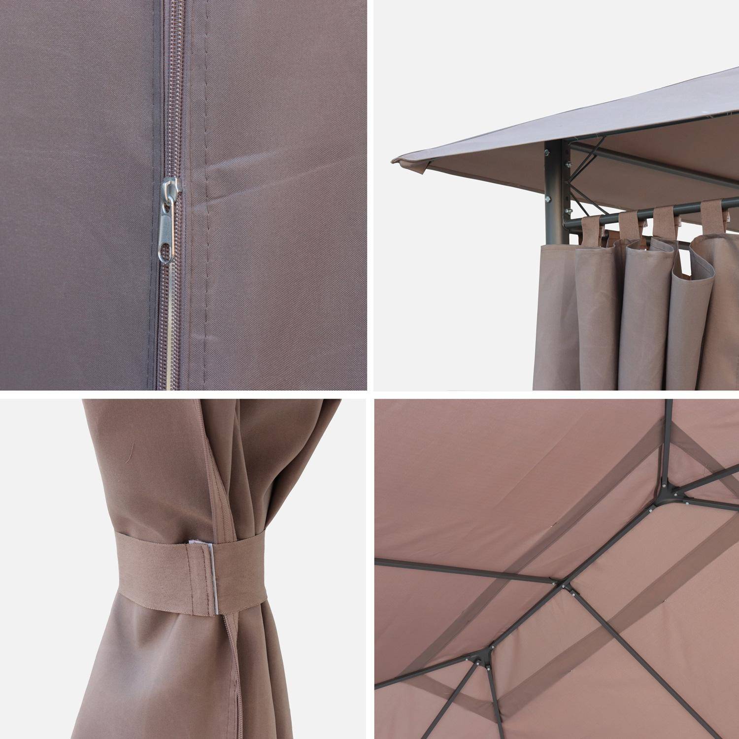 Cubierta + cortinas para pergola Divio - Tela de techo con cortinas 3x4m