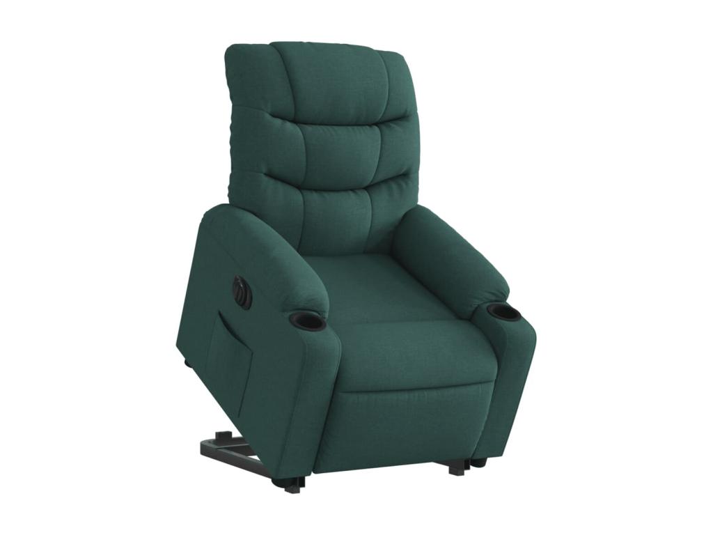 Sillón eléctrico reclinable elevable de tela verde oscuro