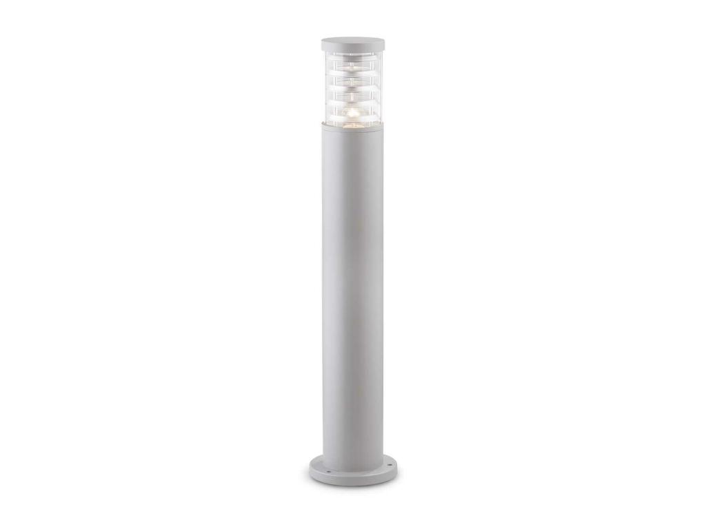 Bolardo exterior cilíndrico de aluminio gris claro grande