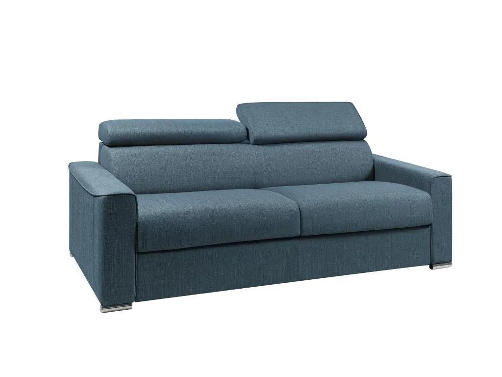 Sofá cama de 4 plazas de apertura rápida de tela Jmmhogar - Azul - Cama 160 cm - Colchón 22 cm