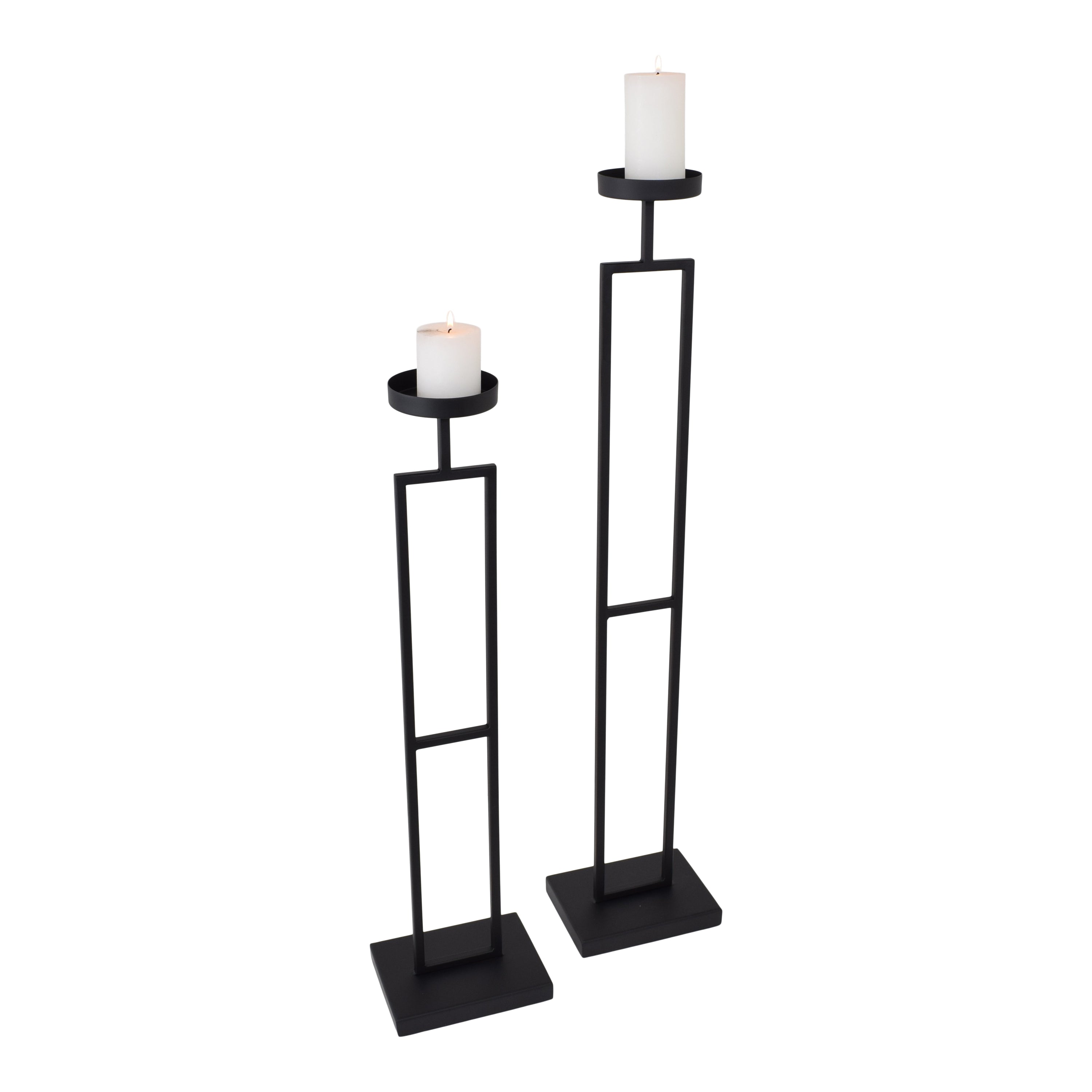 LOFT42 Vloerkandelaar Set Flame - Zwart metaal