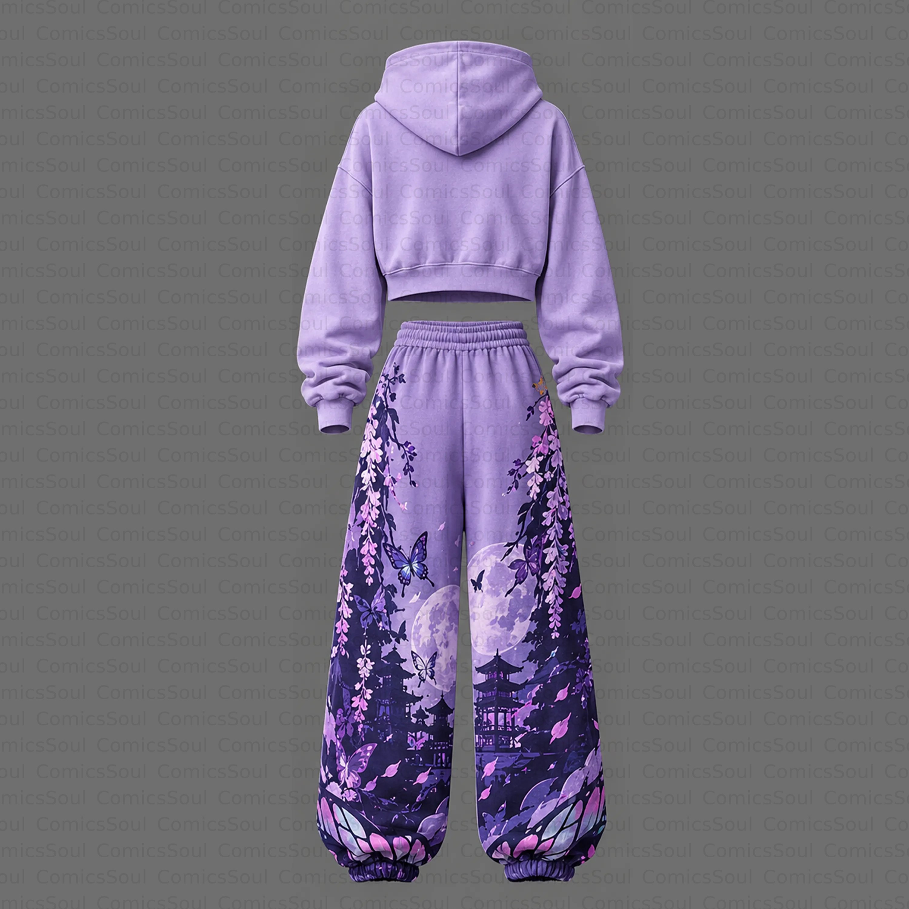 Demon Slayer Cropped Long Sleeve Hoodie & High Waist Jogger Pants Two Piece TeeThreads Sustain the Scene with Custom Apparel