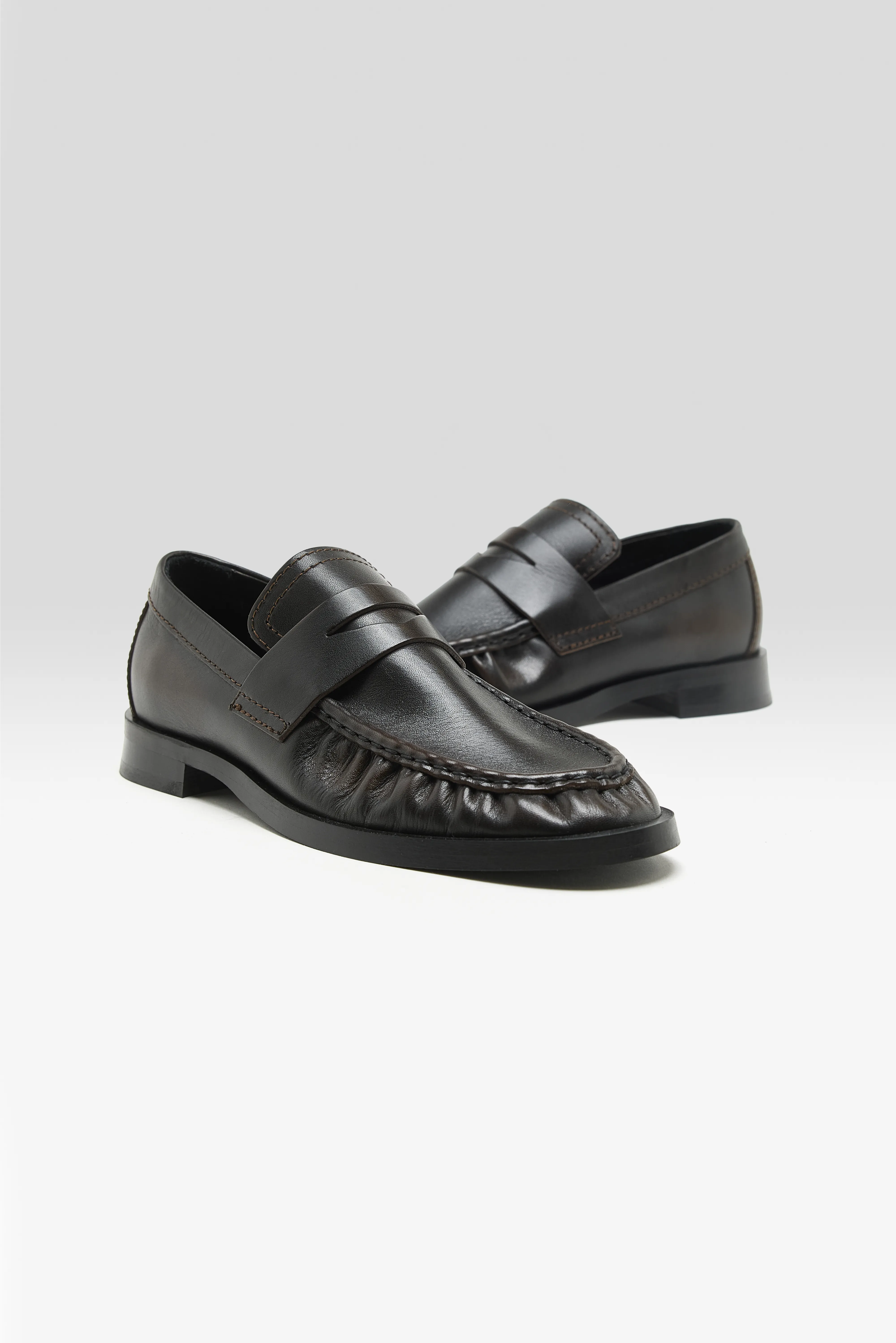Bellerose Zita Brown Black Moccasin Loafers  (252 / W / BROWN)