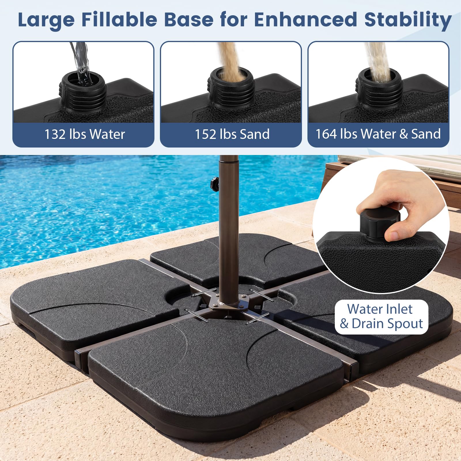 Tangkula 4 Piece 164 Lbs Umbrella Base for Patio