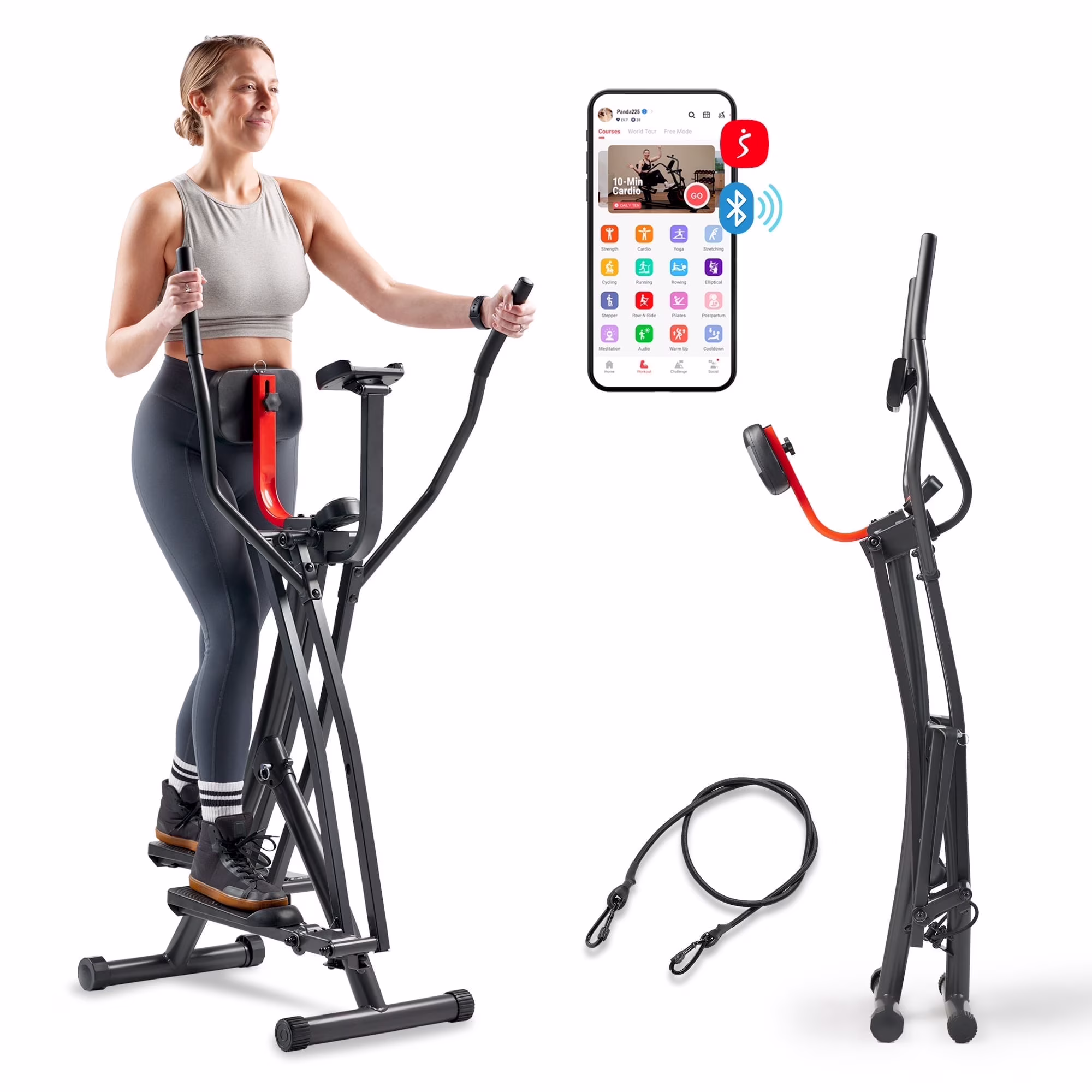 Sunny Health & Fitness Manual Air Walker Elliptical – 30″ Stride, Low Impact, Lightweight, Quiet with Free SunnyFit App - Image 3