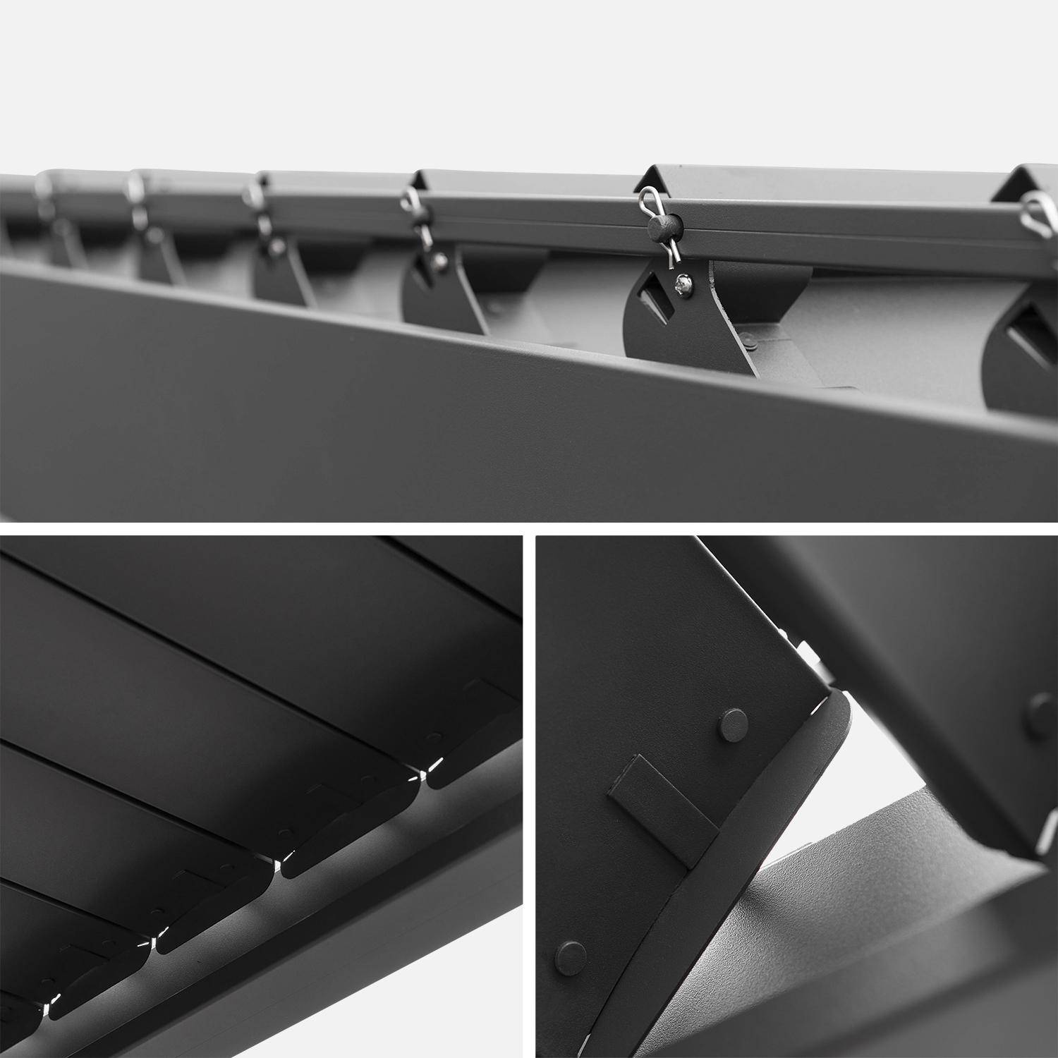Triomphe 3x4m + accesorios - Pérgola bioclimática de aluminio 3x4m + persianas verticales de 1m y 1.3m
