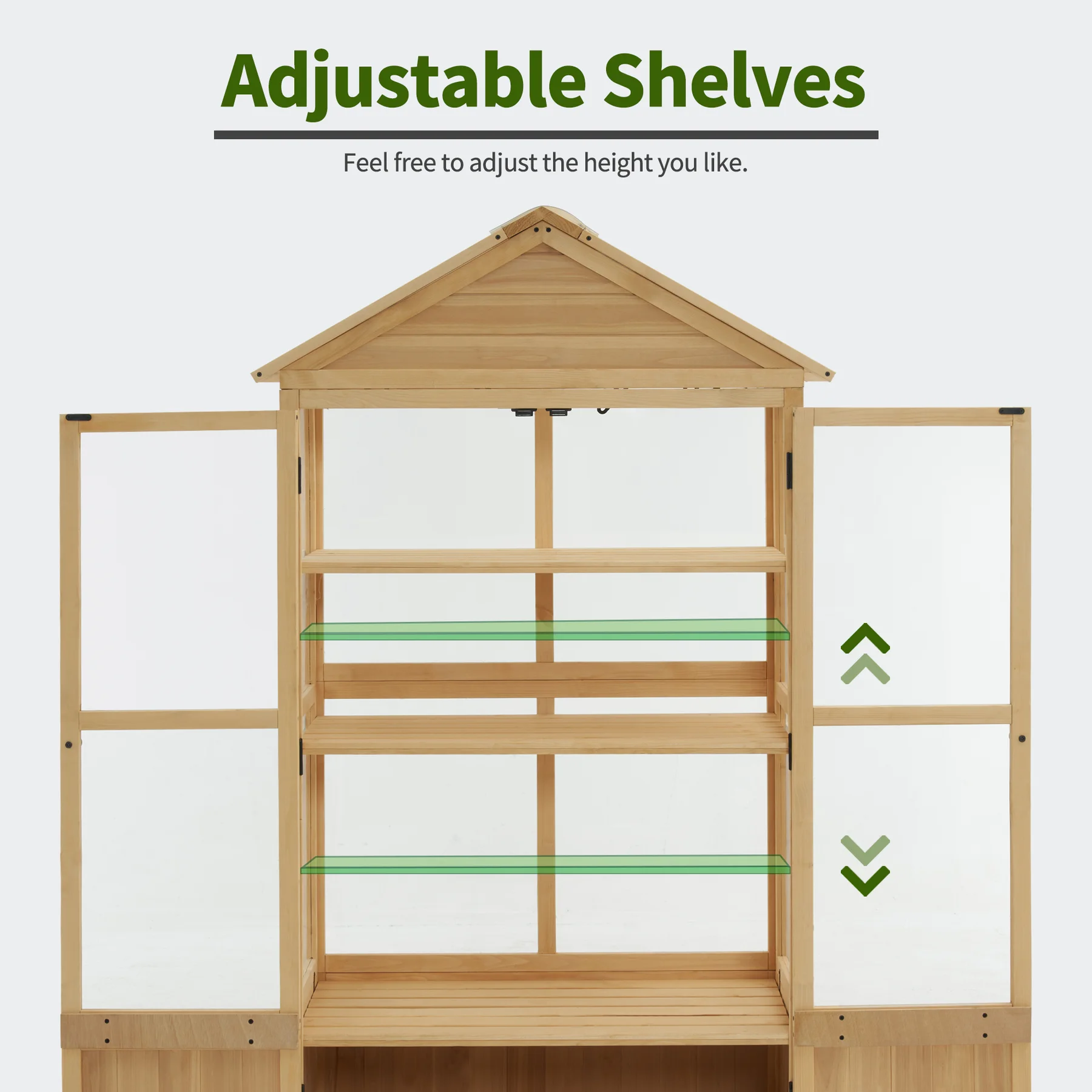 MCombo Cold Frame Greenhouse, 3 tier Wooden Greenhouse Cabinet with Adjustable Shelf, Garden Cold Frame Shed for Outdoor Indoor Use, 0847 - Image 5