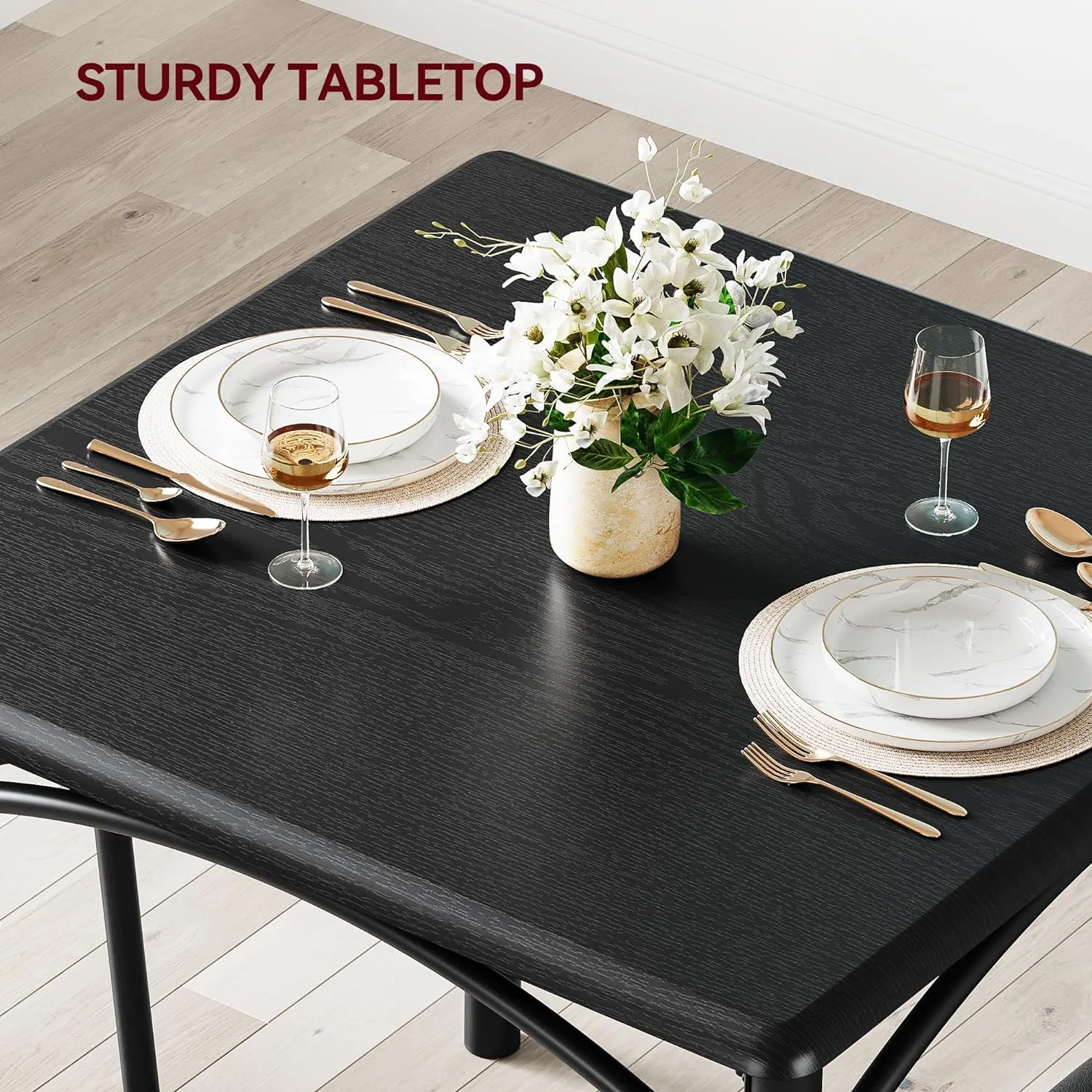 Dining Table Set for 2, Kitchen Table and Chairs for 2 with Upholstered Chairs, 3 Piece Dining Room Table Set, Square Kitchen Table Set for Small Space, Apartment, Studio - Image 19