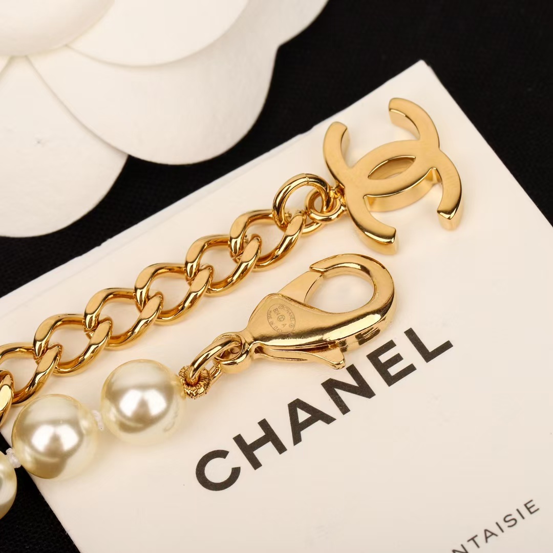 Chanel Enhancer Double C Pendant Pearl Choker Necklace - Original Replica Club