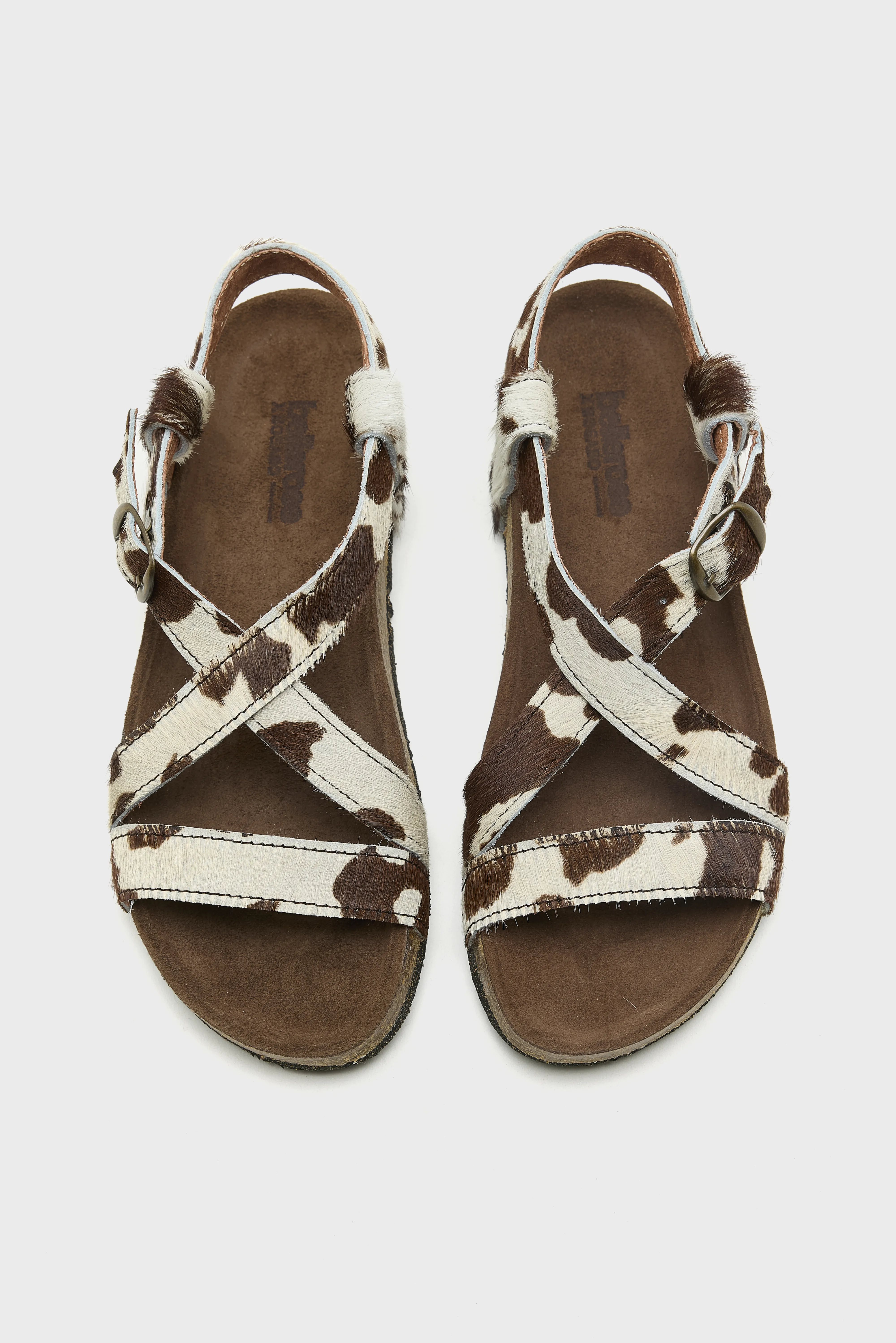 Bellerose Cowprint Ponyhair Cross Strap Sandals  (261 / W / WHITE)