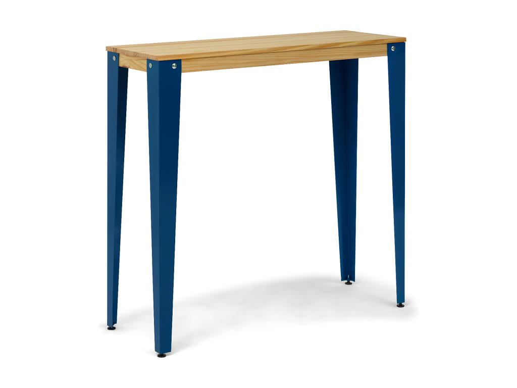 Mesa Lunds Alta 39x110x110cm Azul en madera maciza de pino acabado natural estilo nórdico Industrial Box Furniture