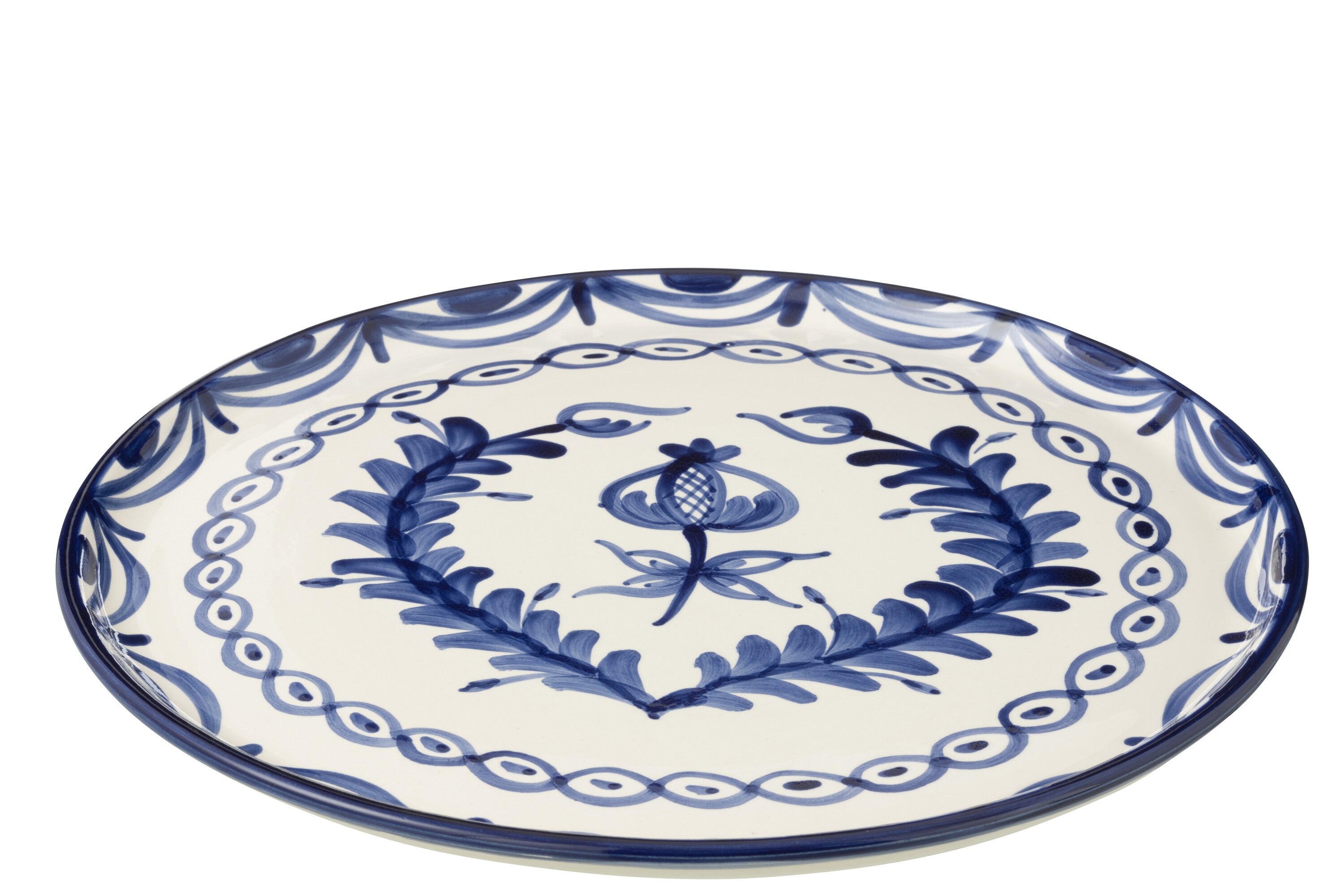 J-Line bord Granada - keramiek - wit blauw