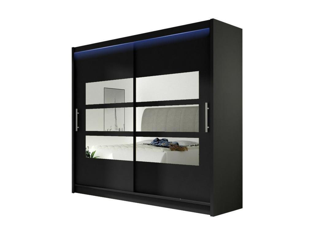 Armario Atlanta 101, Negro, 215x180x58cm, Puertas de armario: Correderas
