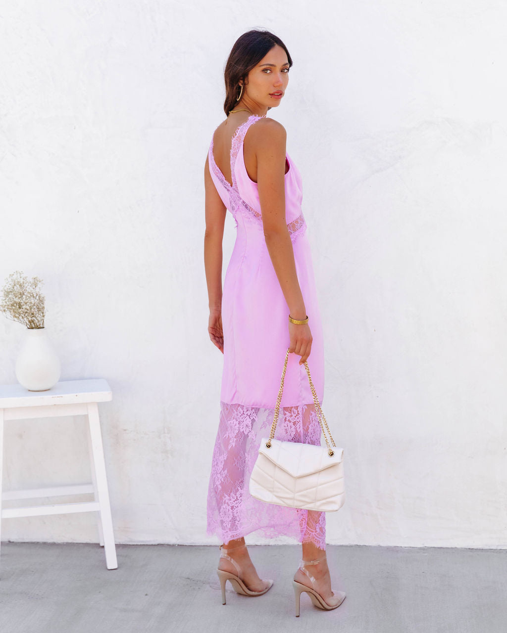 Be The One Satin Lace Midi Dress - Lilac - FINAL SALE - Se7enfashion