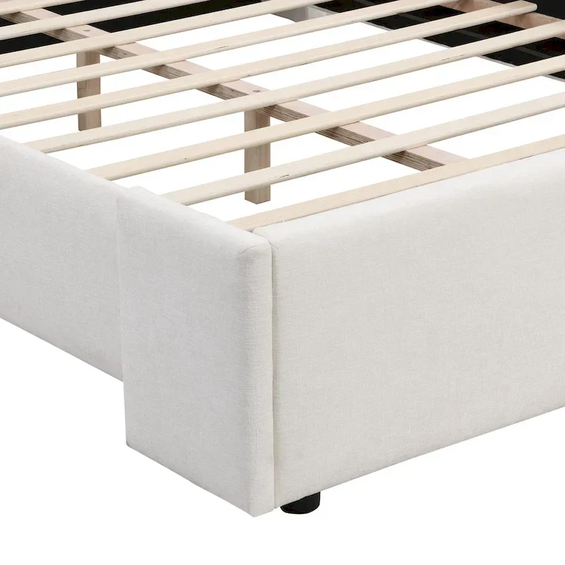 Isabella Queen White Upholstered Bed with Tall Wingback Headboard by Christopher Knight Home
