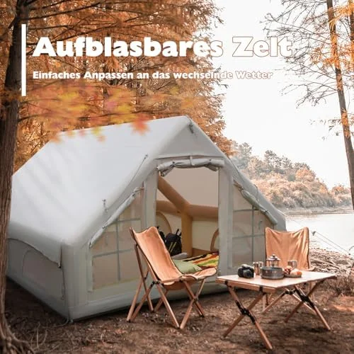 Inflatable Camping Tent, Glamping Inflatable Tent for Camping, 4 Season Water&Windproof Outdoor Oxford Blow Up Cabin Tent with Mesh Windows & Doors for 4-8 People Camping - Image 5