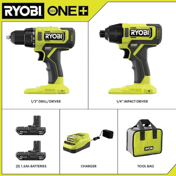 ONE+ 18V Cordless 2-Tool Combo Kit with Drill/Driver, Impact Driver, (2) 1.5 Ah Batteries, and Charger - Image 2