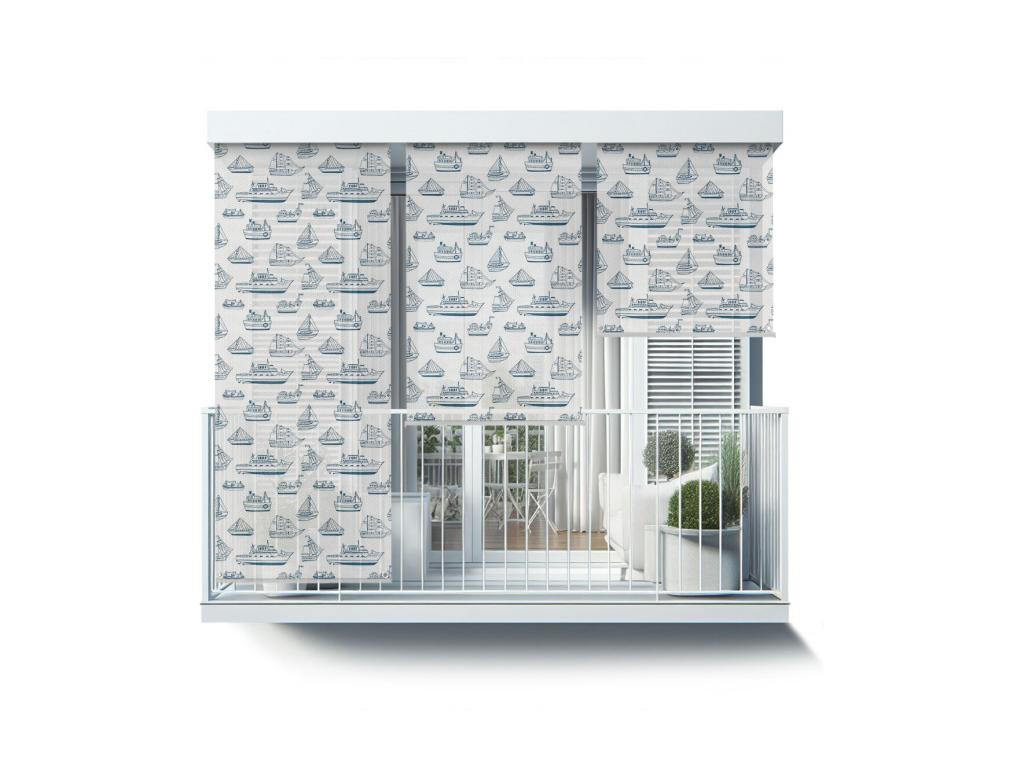 Estor enrollable moderno para exteriores - 150x290 cm - Cortina de balcón para barcos, estores enrollables para balcones, cortina de protección solar