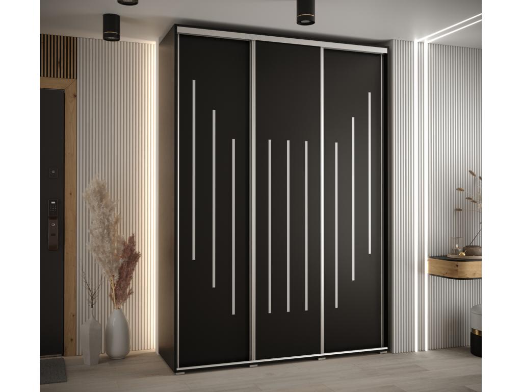 ARMARIO Joliven 8 DE PUERTAS CORREDERAS 235 2/180/60 3 puertas Negro/Negro/Plata