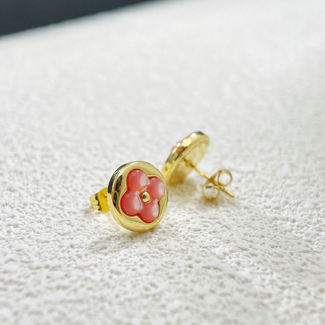 Louis Vuitton Pink Mother of Pearl Stud Earrings - Original Replica Club