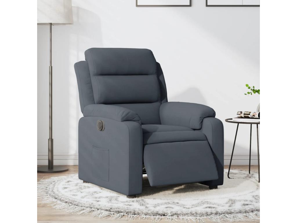Sillón reclinable eléctrico de terciopelo gris oscuro
