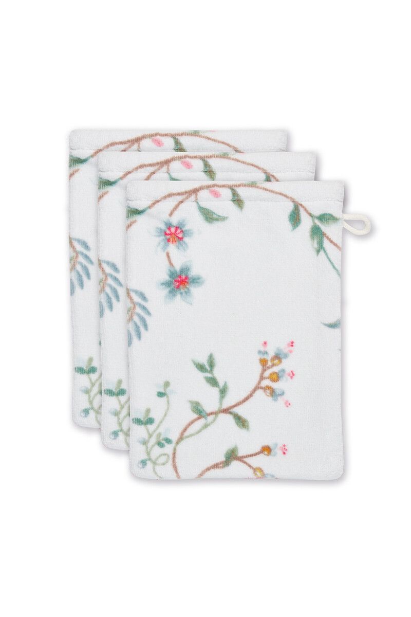 Washcloth Set/3 Les Fleurs White 16x22 cm