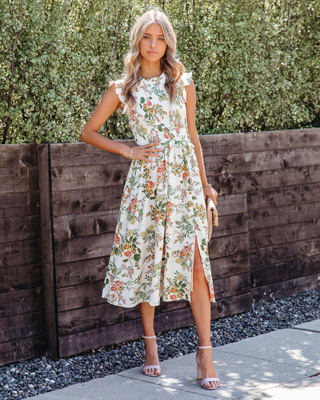 Lester Floral Smocked Midi Dress - Se7enfashion