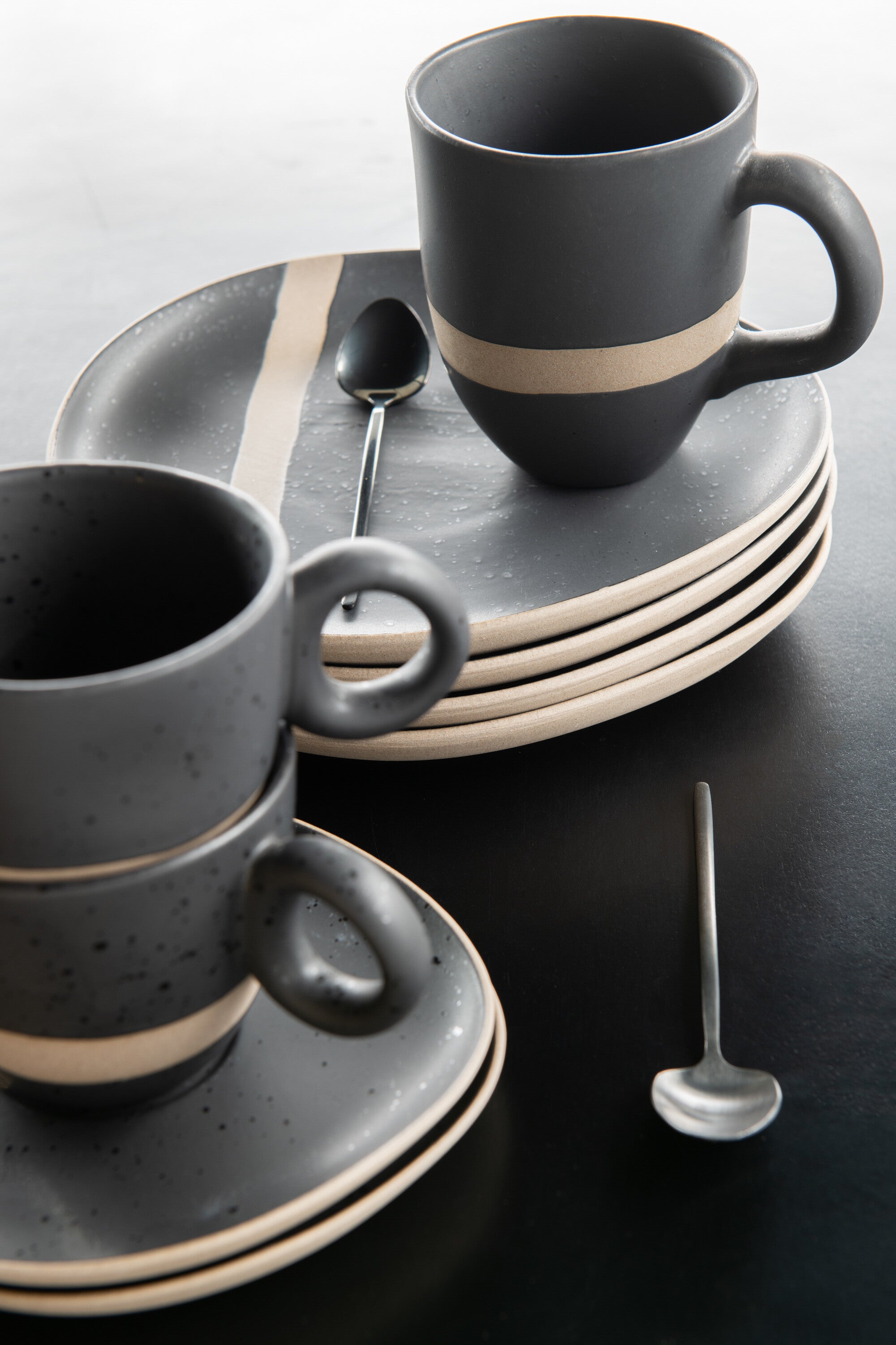 J-Line mok - keramiek - taupe zwart