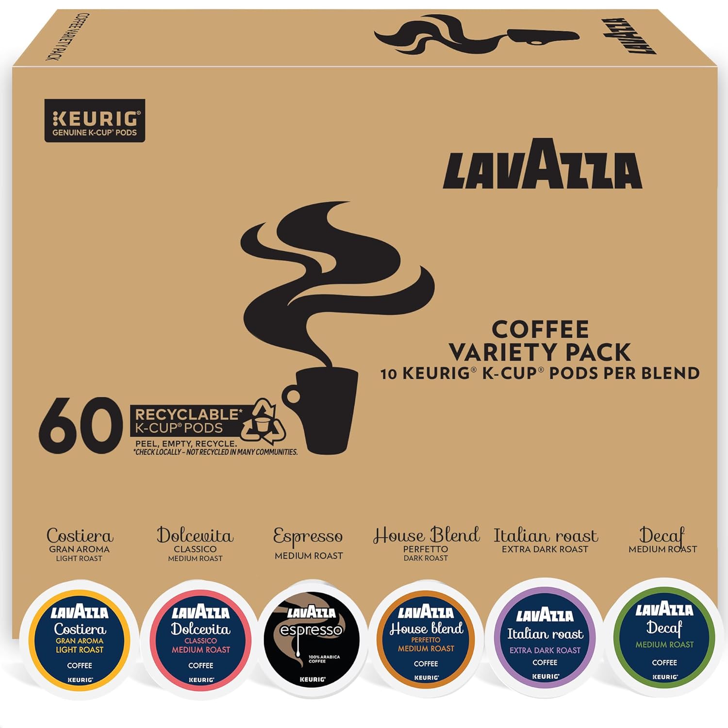 Lavazza Coffee Variety Pack. Keurig Single-Serve K-Cup Pods. 60 Count