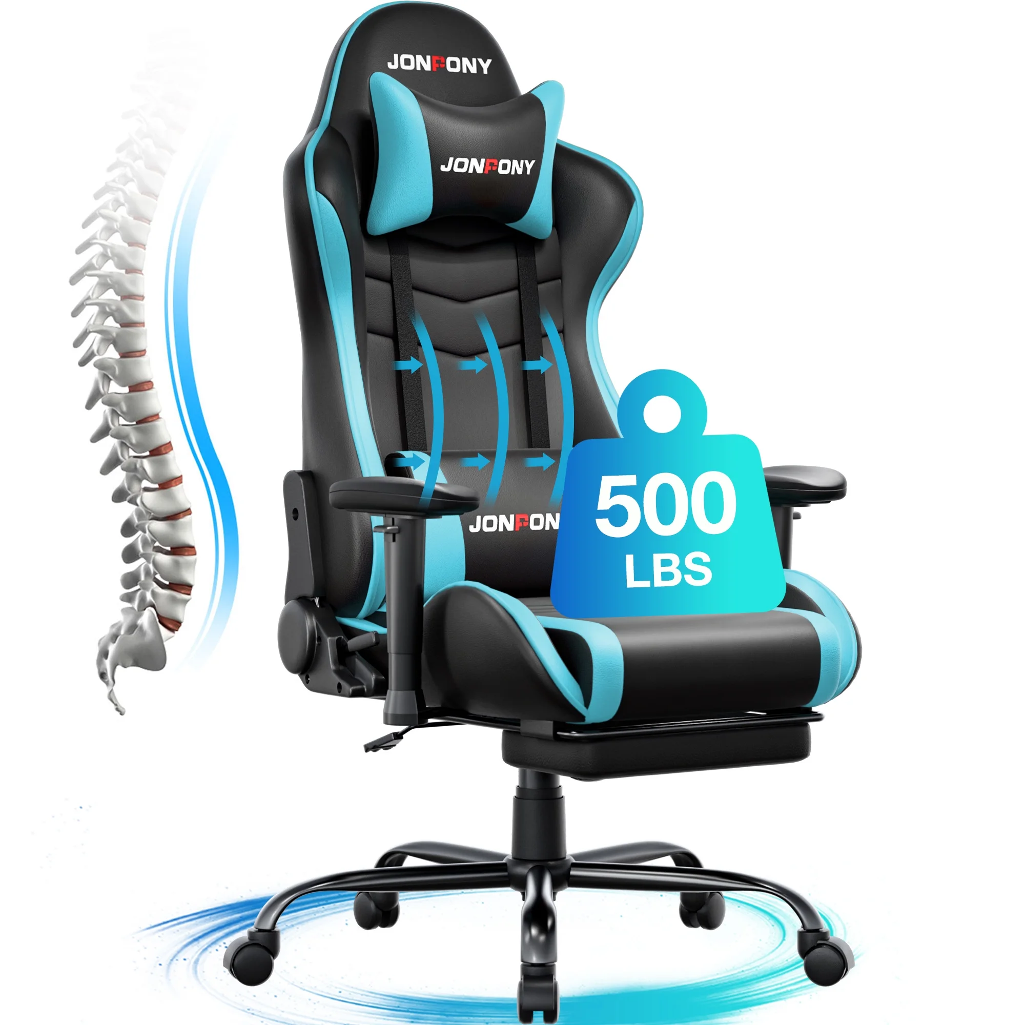 JONPONY Big and Tall 500LBS Gaming Chair, Ergonomic Design, Gamer Chair PU Leather with Footrest and Lumbar Support, High Back Office Chair Support 8 Hours Long Sitting, Computer Chair,Red - Image 86