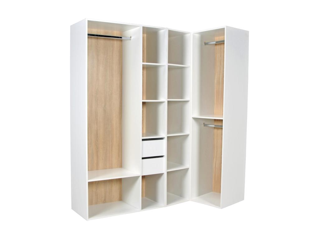 Armario esquinero modular - blanco y natural
