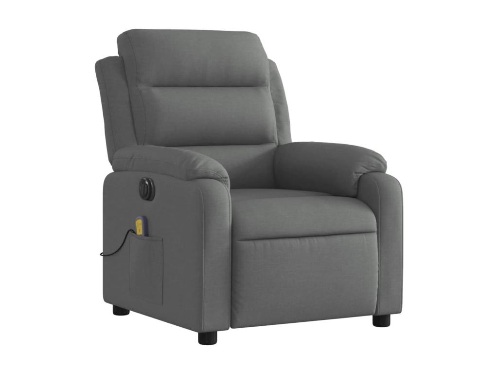Sillón reclinable de masaje eléctrico tela gris oscuro