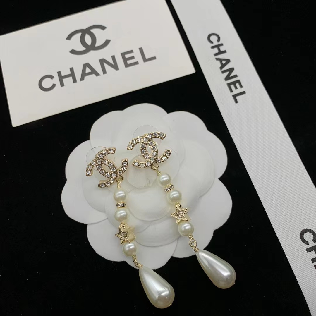 Chanel Teardrop Pearl Tassel Earrings - Original Replica Club