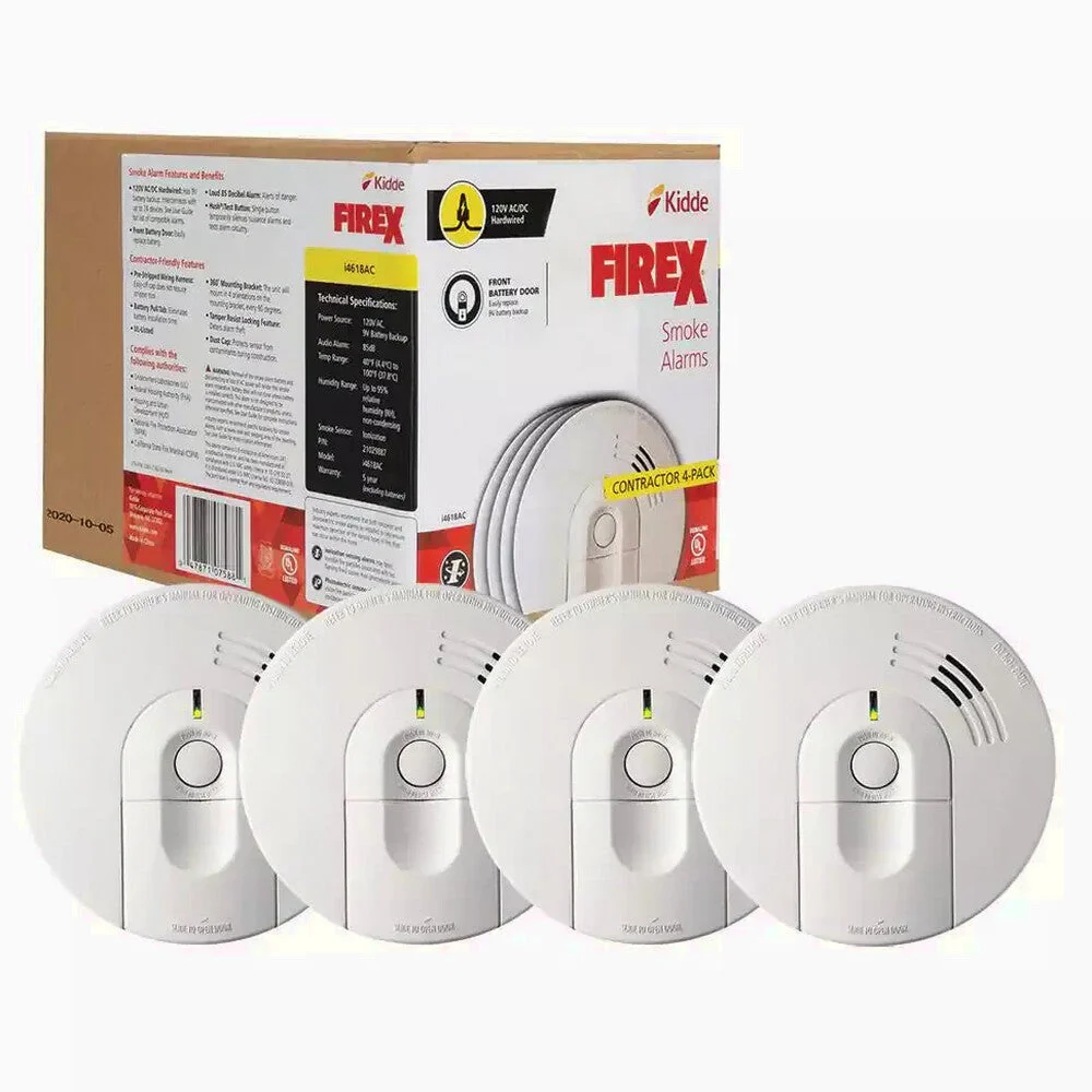 Firex Hardwired Ionization Smoke Detector 4-Pack - i4618 Firex Hardwired Ionization Smoke Detector 4-Pack - i4618