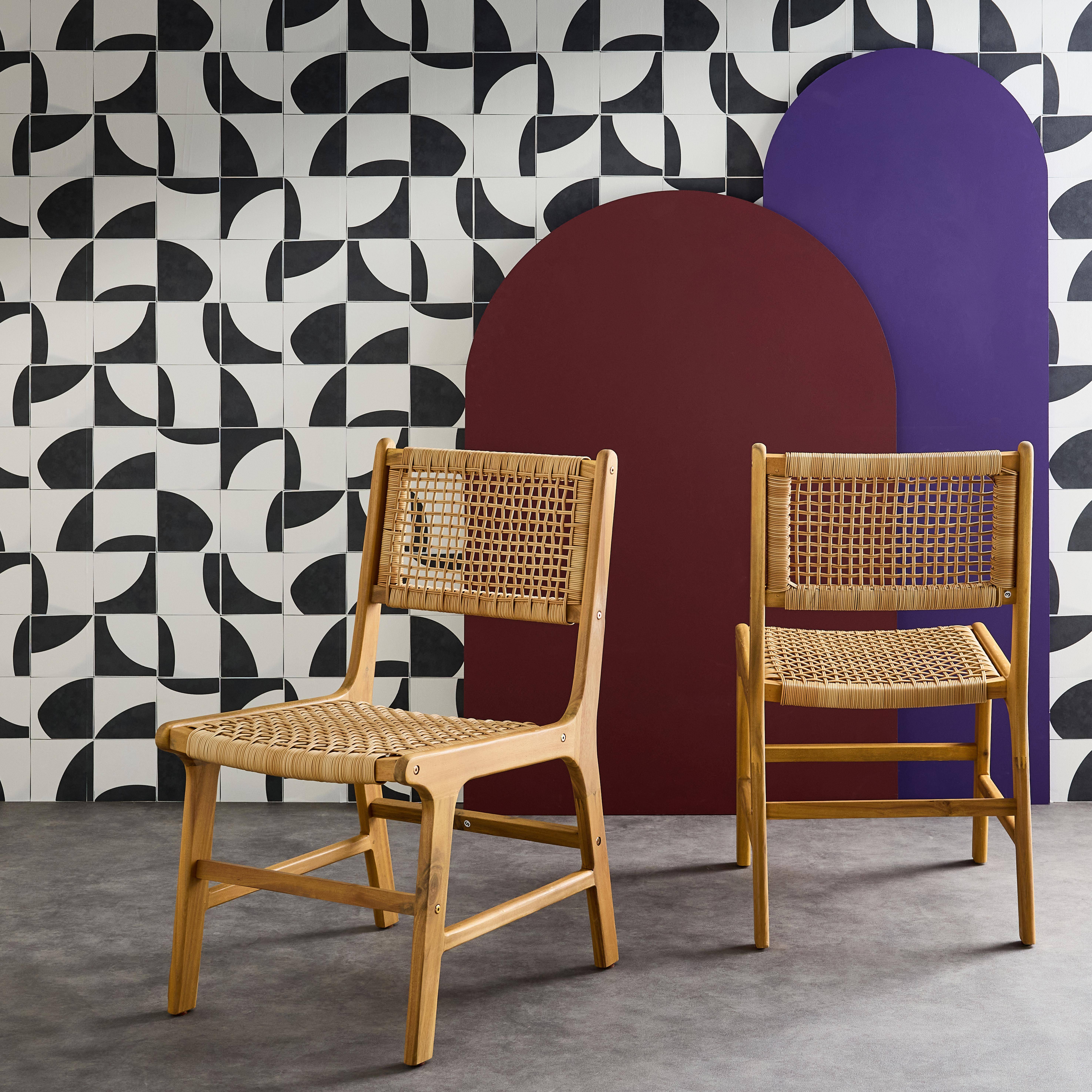 Ocara - Silla de caña y madera, set de 2