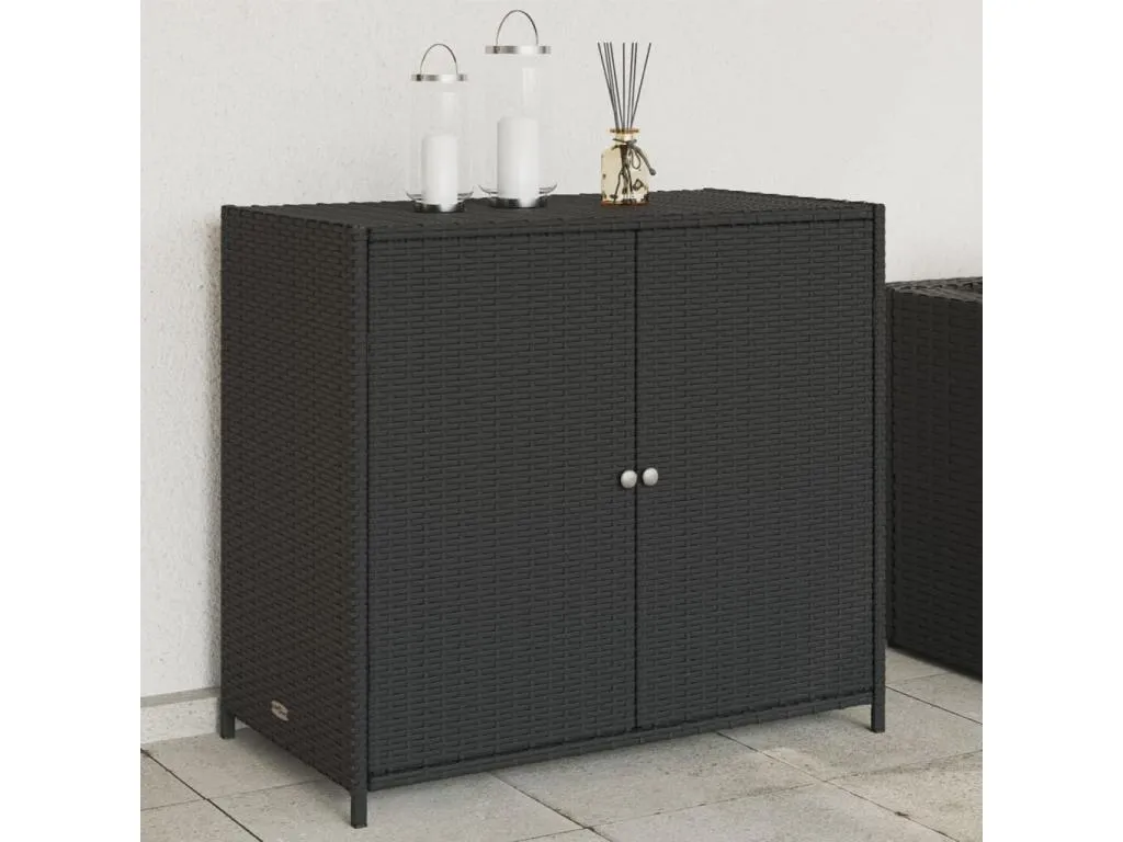 Armario de jardín en ratán sintético negro 83 x 45 x 76 cm kgp2971191