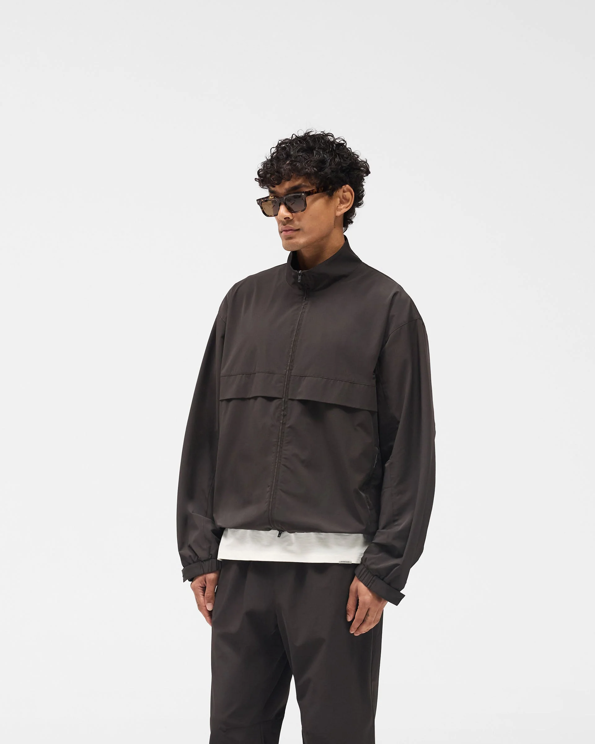 Initial Nylon Track Jacket - Coffee