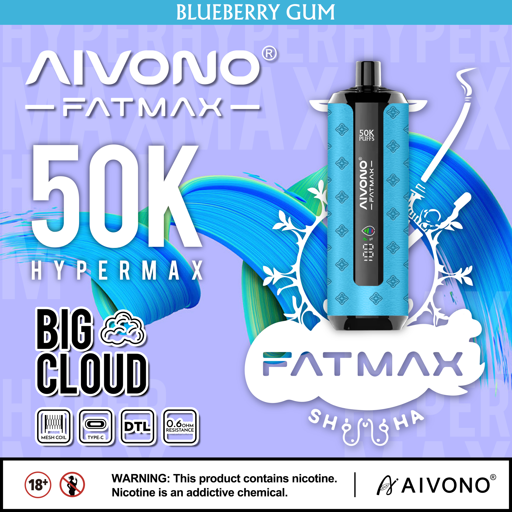 AIVONO AIM FATMAX 50000 Puffs Disposable Shisha Vape