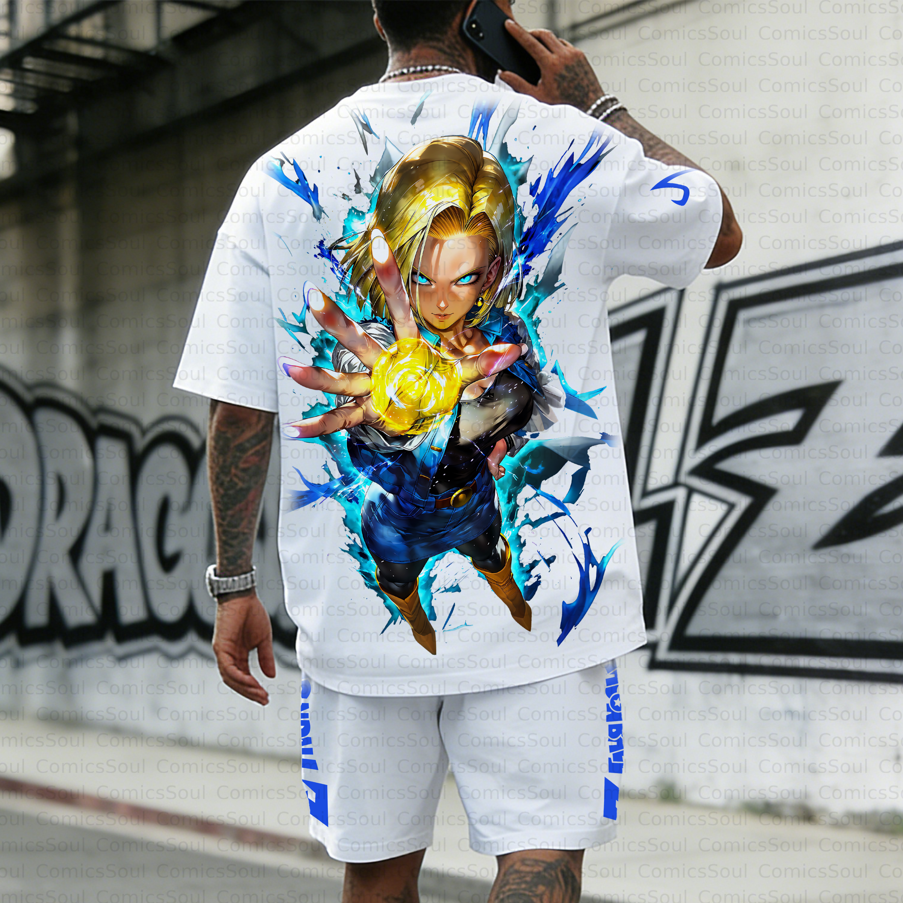 Unisex Anime Inspired Vintage T-shirt& Shorts 2 Pieces Set