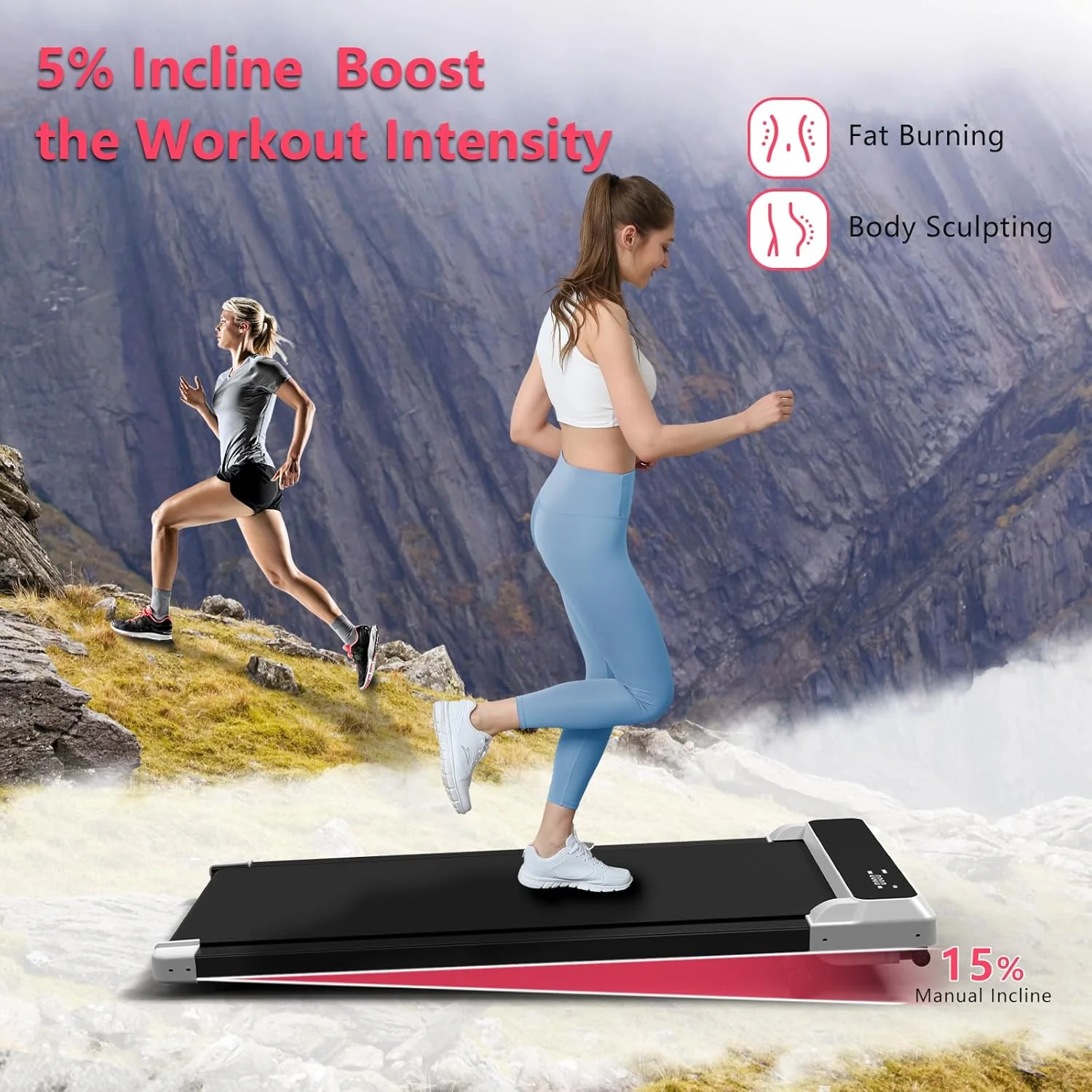 JURITS Walking Pad 2 in 1 for Walking and Jogging, Under Desk Treadmill for Home Office with Remote Control, Portable Walking Pad Treadmill Under Desk, Desk Treadmill in LED Display,Black - Image 11