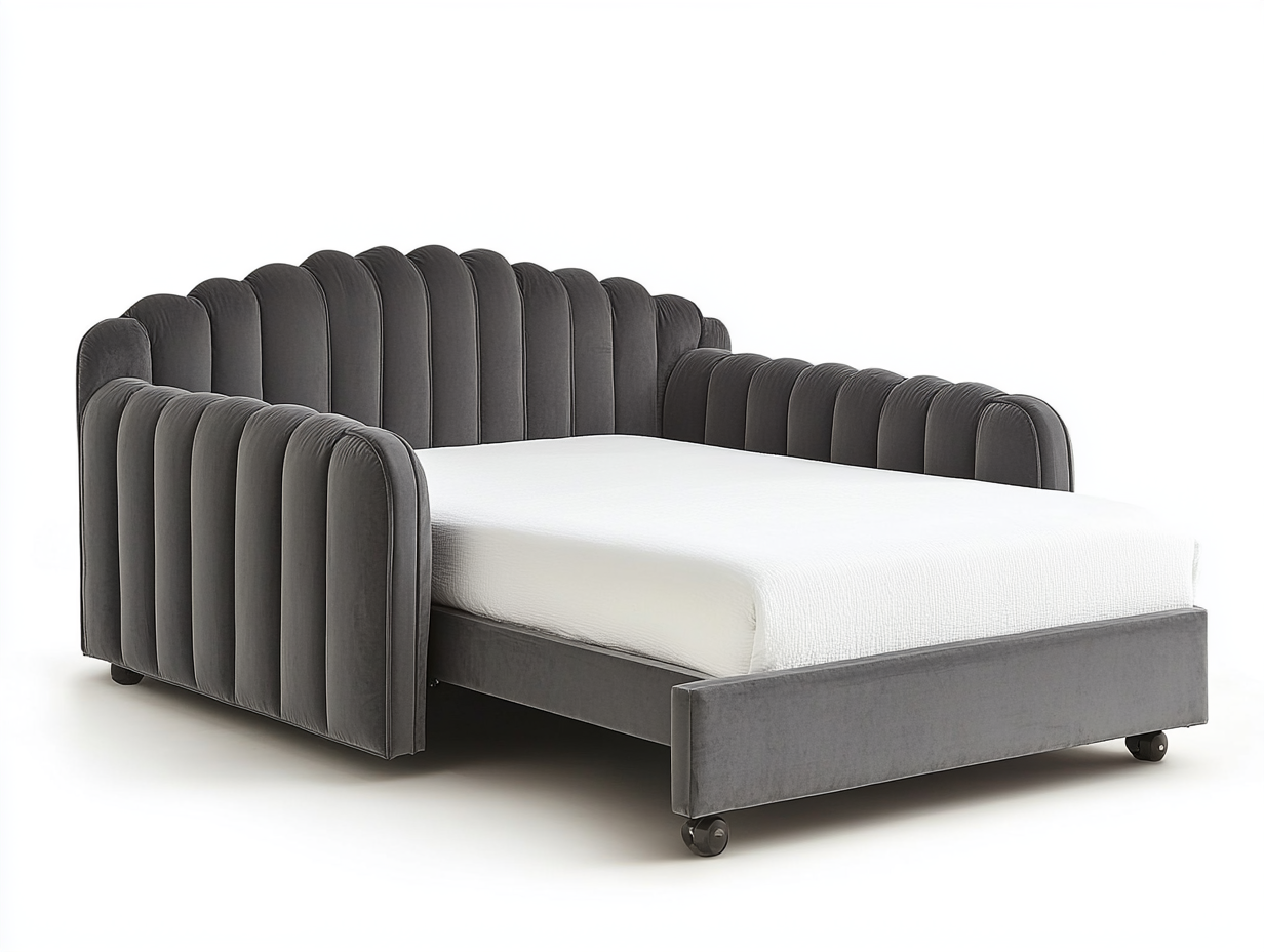 Sofá cama gris oscuro terciopelo salón dormitorio 215x160x90 cm
