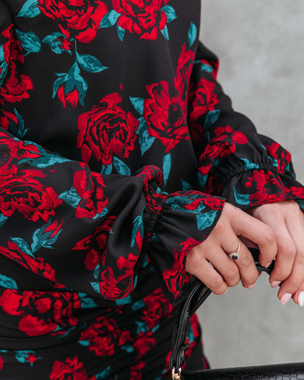 Barcelona Floral Ruched Cowl Neck Mini Dress - Se7enfashion
