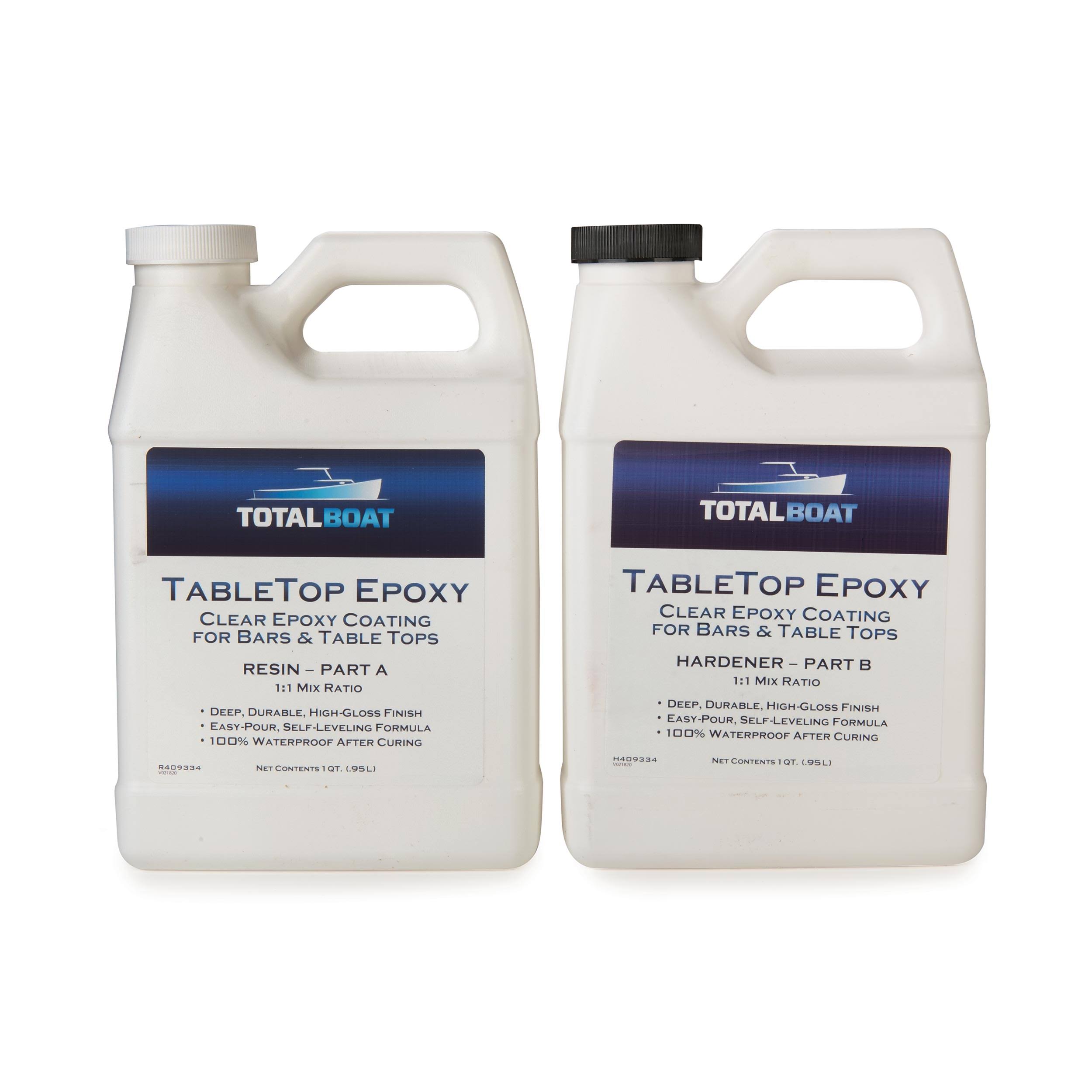 TotalBoat Tabletop Epoxy Crystal Clear Resin 2 Quart Kit for Bars Tables