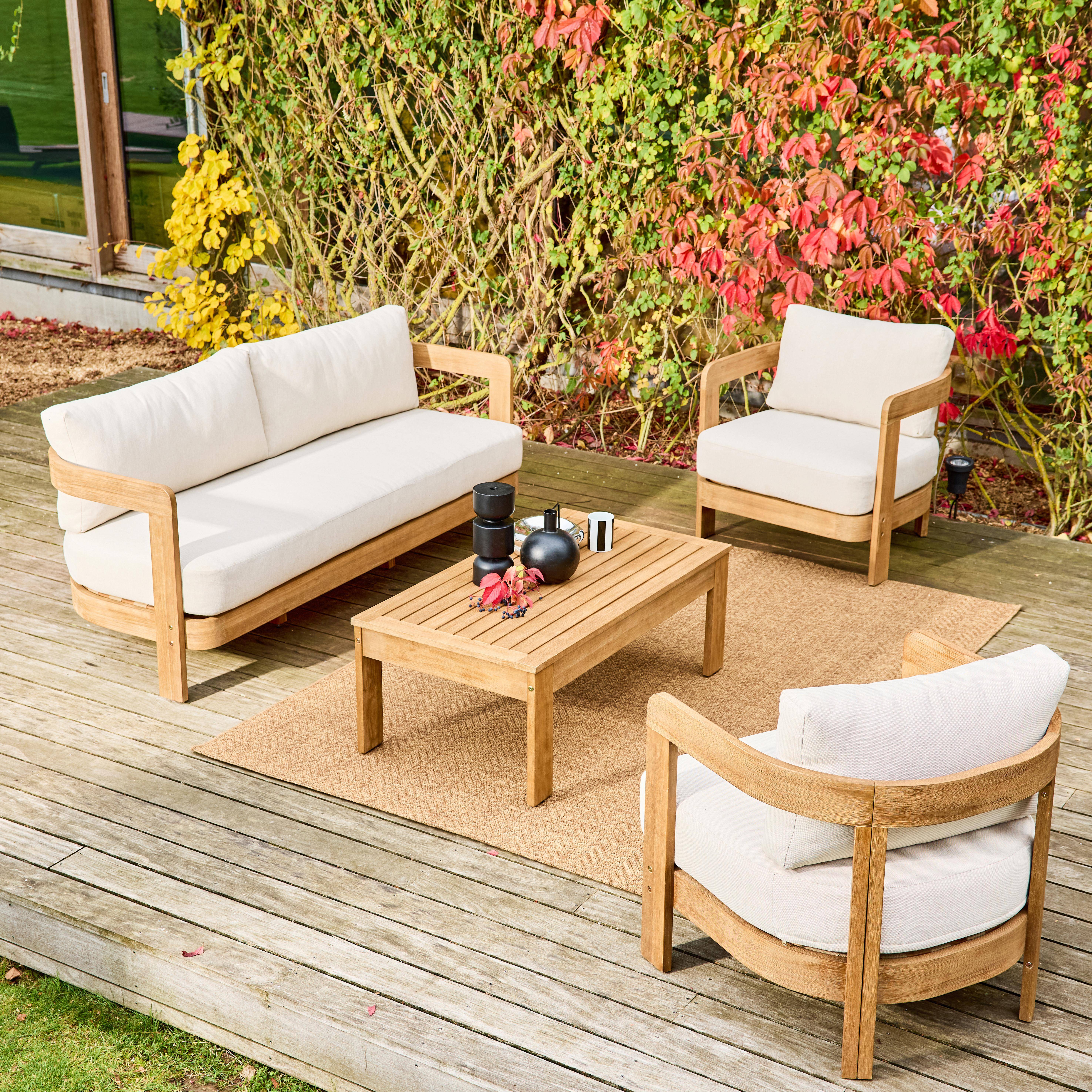 Miyana - Conjunto de muebles de jardín de madera de acacia, 4 plazas